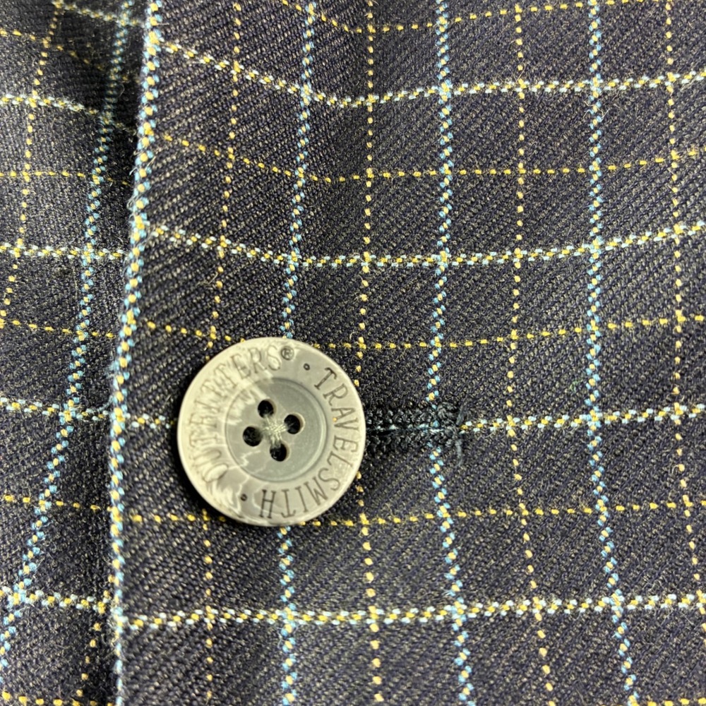 TravelSmith Blazer Mens 40R Navy Blue Silk Bamboo Windowpane‎ Sport Coat Blazer - Picture 12 of 14